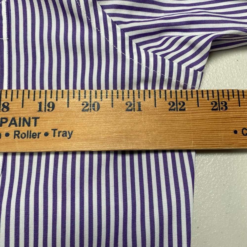 Brooks Brothers 1818 Dress Shirt 16 2 Men Slim Non Iron Purple Stripes - Picture 4 of 7
